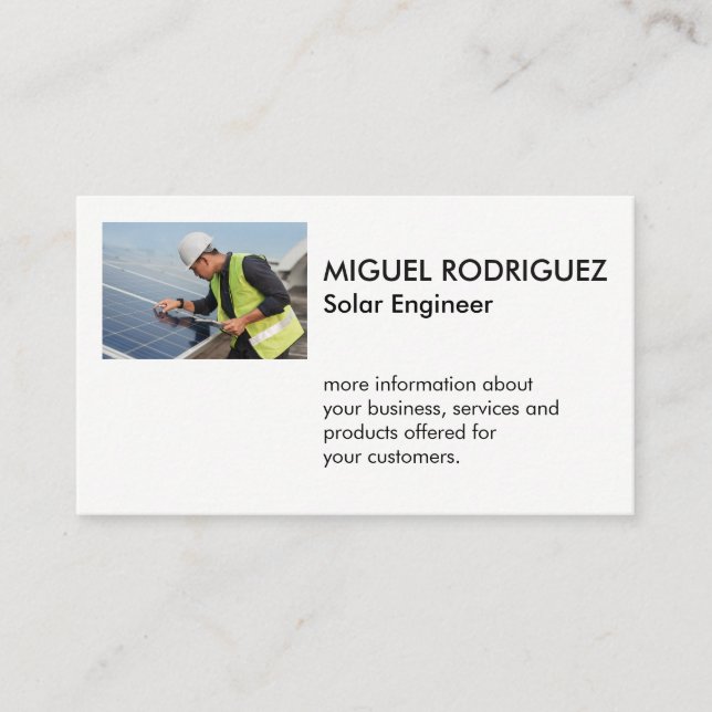 Engineer Inspecting Solar Panels Business Card (Front)