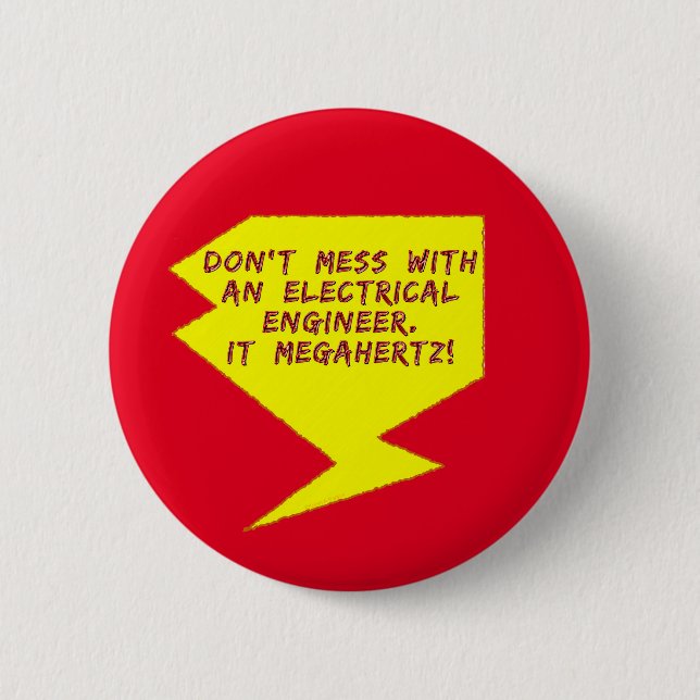 Engineer Lightning Bolt 6 Cm Round Badge (Front)