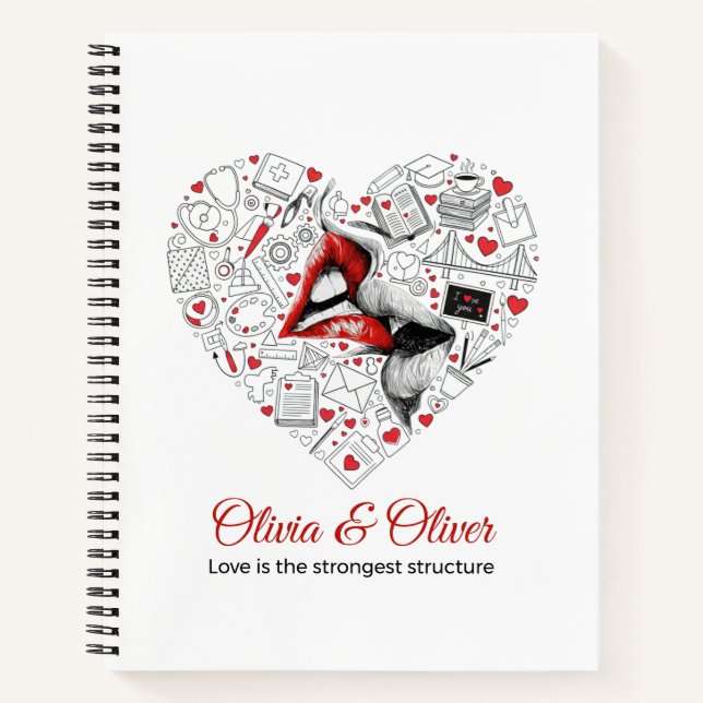 Engineer Love Strongest Structure Valentine Notebook (Front)