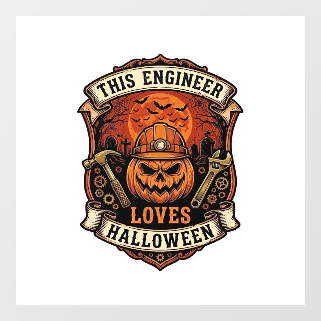 Engineer Loves Halloween Pumpkin Hard Hat Hammer W (Sheet)