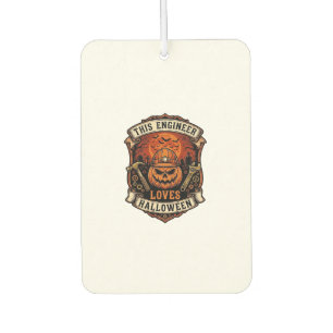 Engineer Loves Halloween Pumpkin Hard Hat Hammer W Car Air Freshener
