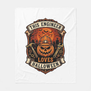 Engineer Loves Halloween Pumpkin Hard Hat Hammer W Fleece Blanket