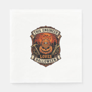 Engineer Loves Halloween Pumpkin Hard Hat Hammer W Napkin