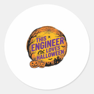 Engineer Loves Halloween Vintage Pumpkin Design_1 Classic Round Sticker