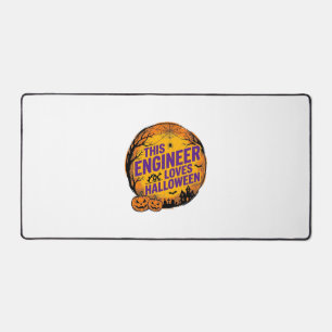 Engineer Loves Halloween Vintage Pumpkin Design_1 Desk Mat