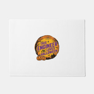 Engineer Loves Halloween Vintage Pumpkin Design_1 Doormat