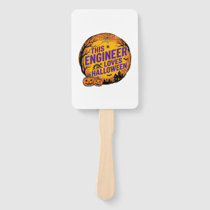Engineer Loves Halloween Vintage Pumpkin Design_1 Hand Fan