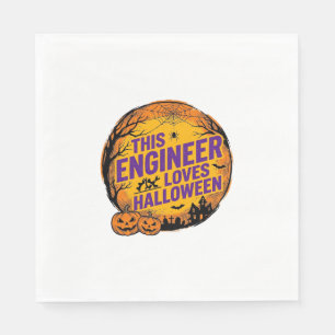 Engineer Loves Halloween Vintage Pumpkin Design_1 Napkin