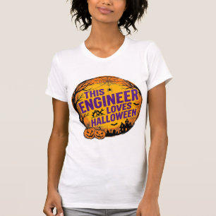 Engineer Loves Halloween Vintage Pumpkin Design_1 T-Shirt