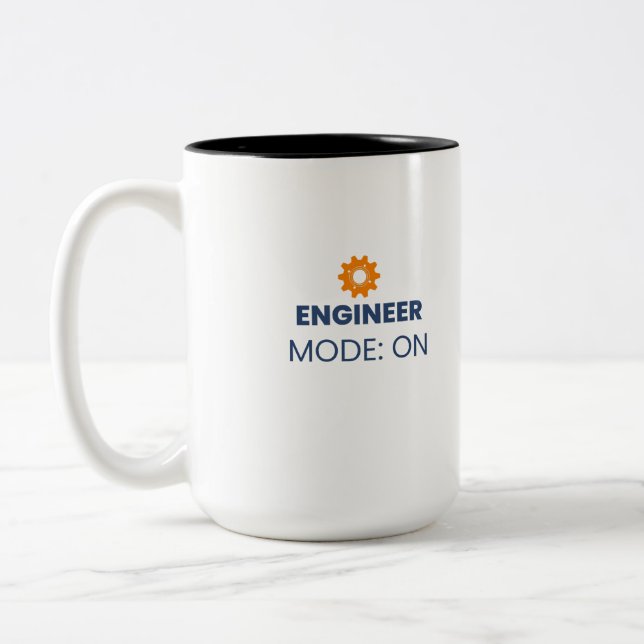 Engineer Mode On Funny Engineering Design Two-Tone Coffee Mug (Left)