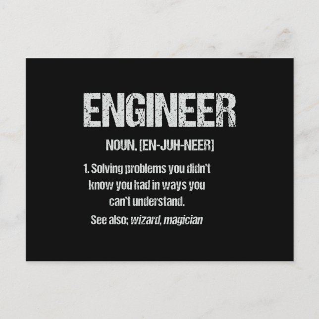 ENGINEER NOUN Funny Engineering Quotes Graduation Postcard (Front)