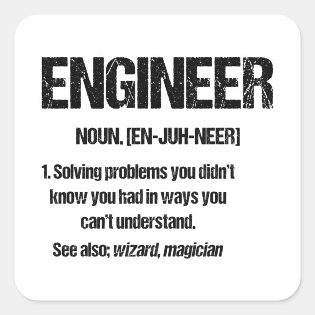 ENGINEER NOUN Funny Engineering Quotes Graduation Square Sticker (Front)