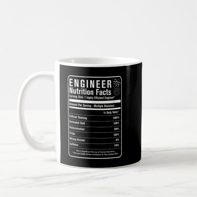 Engineer Nutritional Facts  Electrical,Civil,Chemi Coffee Mug (Left)