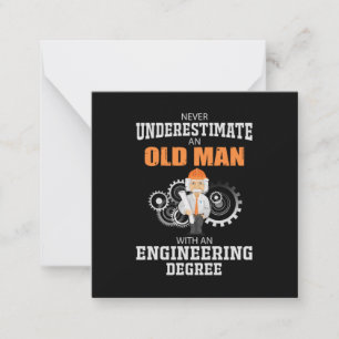 Engineer Old Man With An Engineering Degree Card