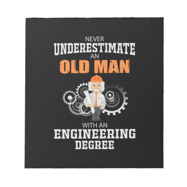 Engineer Old Man With An Engineering Degree Notepad (Front)