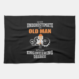 Engineer Old Man With An Engineering Degree Tea Towel