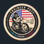 Engineer Pass Colorado Motorcycle Magnet<br><div class="desc">Engineer Pass done in a vintage,  distressed style emblem. It is a famous scenic drive found in Colorado and the San Juan mountains.</div>