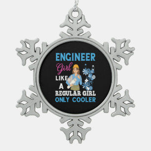 Engineer Proud Engineer Girl Snowflake Pewter Christmas Ornament