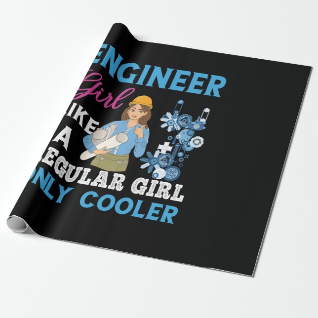Engineer Proud Engineer Girl Wrapping Paper (Unrolled)
