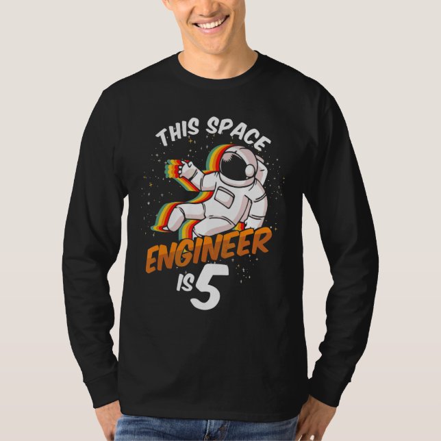 Engineer Space 5 Year Old Astronaut Born 2017 Fift T-Shirt (Front)