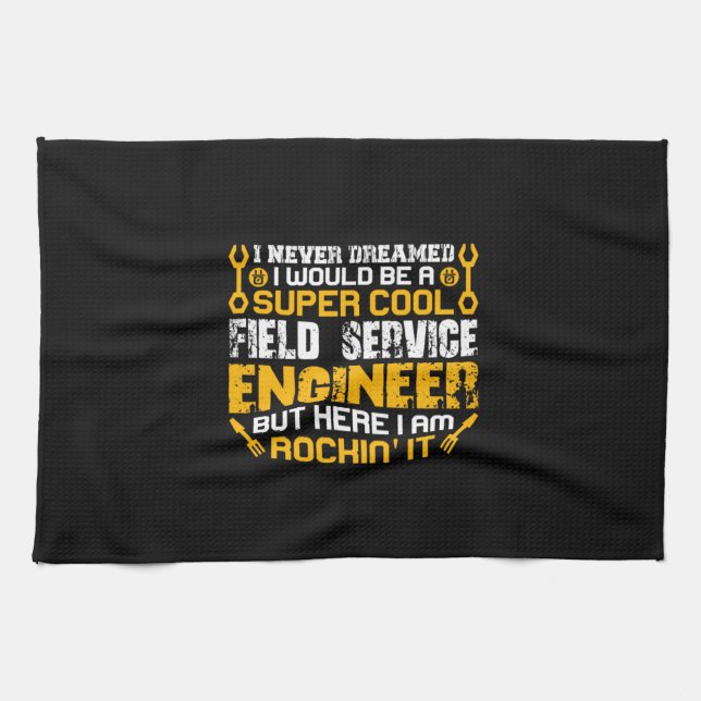 Engineer Super Cool Field Service Engineer Tea Towel (Horizontal)