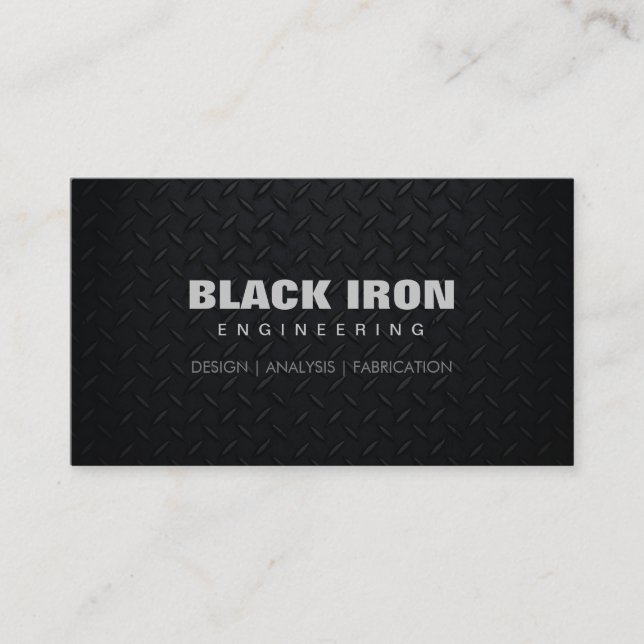 Engineer Technical Contractor Black Metal Business Card (Front)
