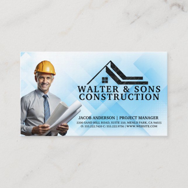 Engineer with Construction Plans Business Card (Front)