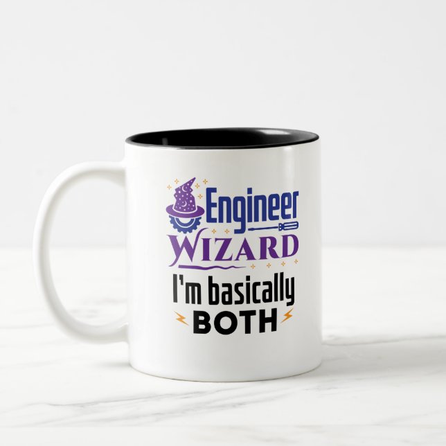 Engineer Wizard I'm Basically Both Two-Tone Coffee Mug (Left)