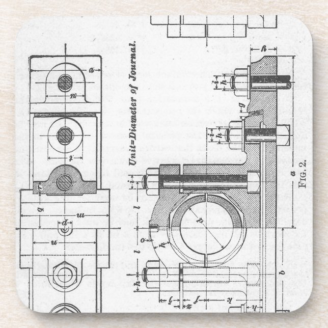 Engineering Blueprint Machinery Vintage Coaster (Front)