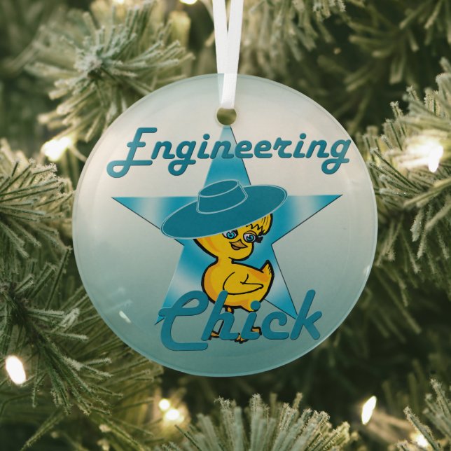 Engineering Chick #7 Glass Tree Decoration (Insitu)