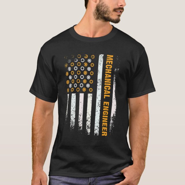 Engineering Gear Cog USA Flag  Mechanical Engineer T-Shirt (Front)
