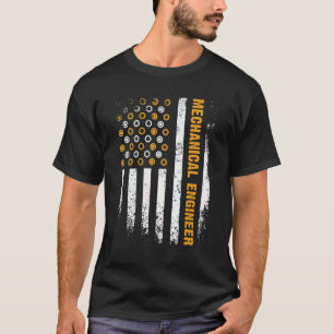 Engineering Gear Cog USA Flag  Mechanical Engineer T-Shirt