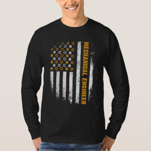 Engineering Gear Cog USA Flag  Mechanical Engineer T-Shirt