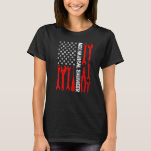 Engineering Gear Cog USA Flag Mechanical Engineer T-Shirt