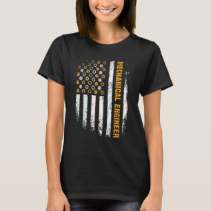 Engineering Gear Cog USA Flag  Mechanical Engineer T-Shirt