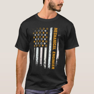 Engineering Gear Cog USA Flag  Mechanical Engineer T-Shirt