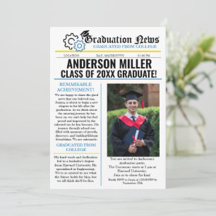 Engineering Graduation Newspaper College Unique  Invitation