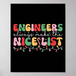 Engineers Always Make The Nice List Retro Engineer Poster