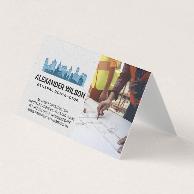 Engineers Blueprints | City Skyline Business Card (Front)