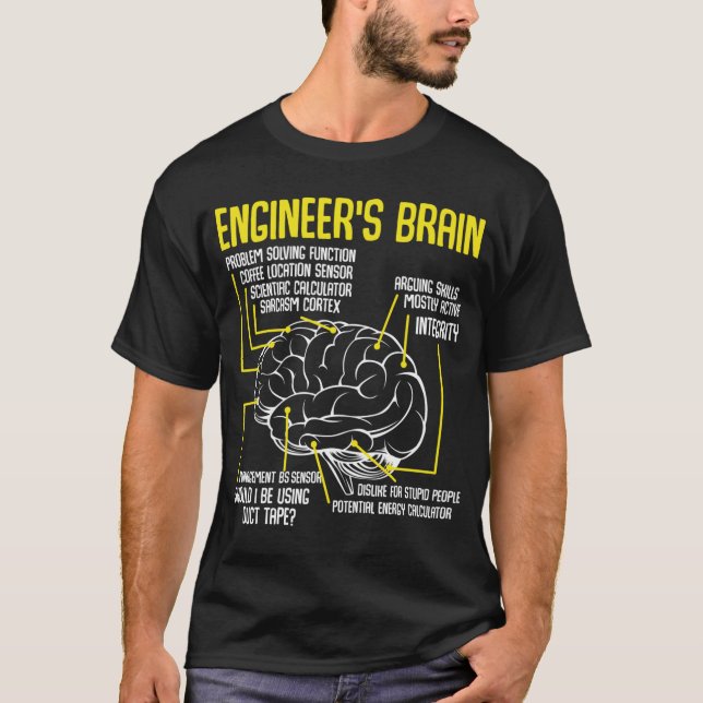 Engineer's Brain Funny Engineering Games Process  T-Shirt (Front)