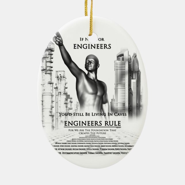 Engineers Rule Ceramic Tree Decoration (Back)