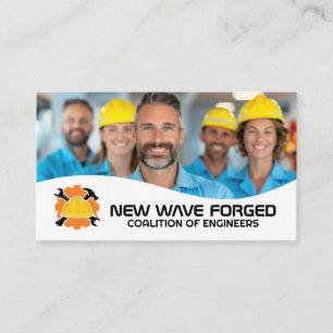 Engineers Wearing Safety Helmets and Uniforms Business Card