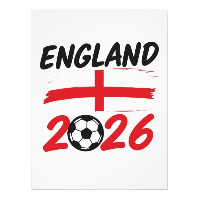 England 2026 Soccer Fan Design, Cross and Football Photo Print (Front)