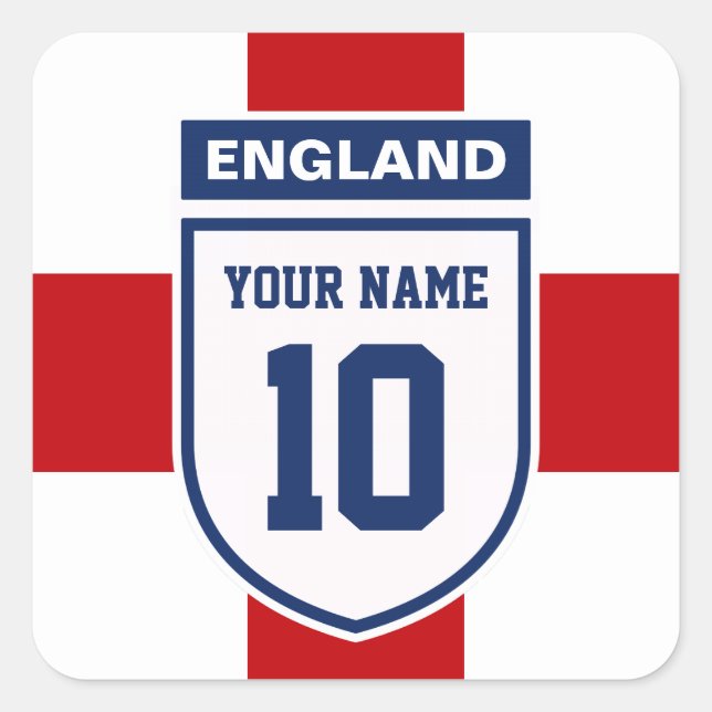 England Allegiance Fans - Customisable Name Number Square Sticker (Front)