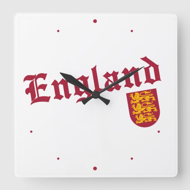 England and Crest Square Wall Clock (Front)