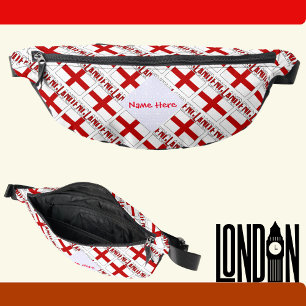 England and English Flag Tiled Red Personalisation Bum Bags