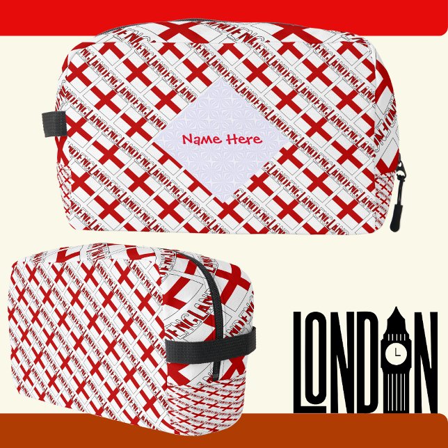 England and English Flag Tiled Red Personalisation Dopp Kit (Creator Uploaded)