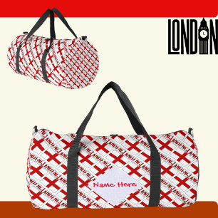 England and English Flag Tiled Red Personalisation Duffle Bag