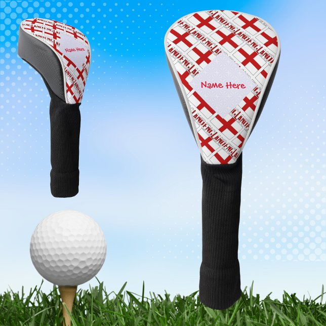 England and English Flag Tiled Red Personalisation Golf Head Cover (Creator Uploaded)