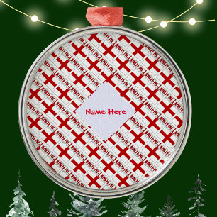 England and English Flag Tiled Red Personalisation Metal Ornament